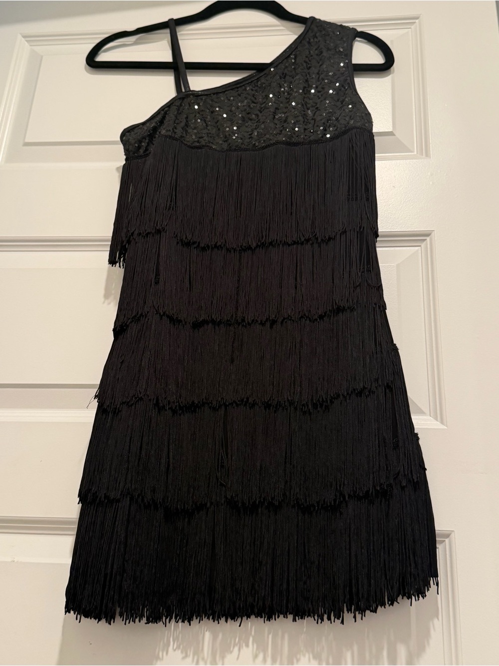 Balera Black Dance Dress Sequin Fringe Flapper 20s Gatsby Size LA (Large Adult)